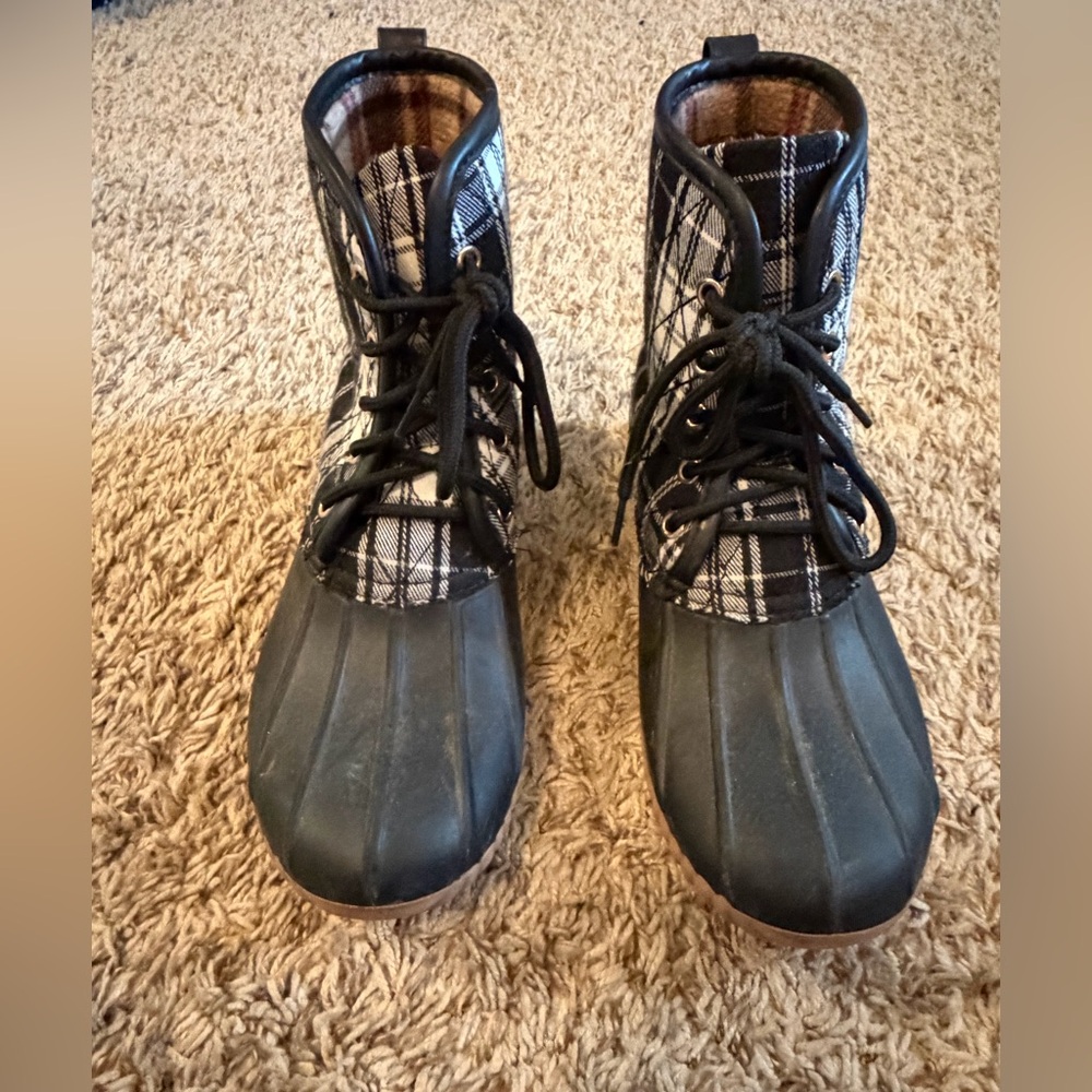 Simply Southern Plaid Boots -  black and whites